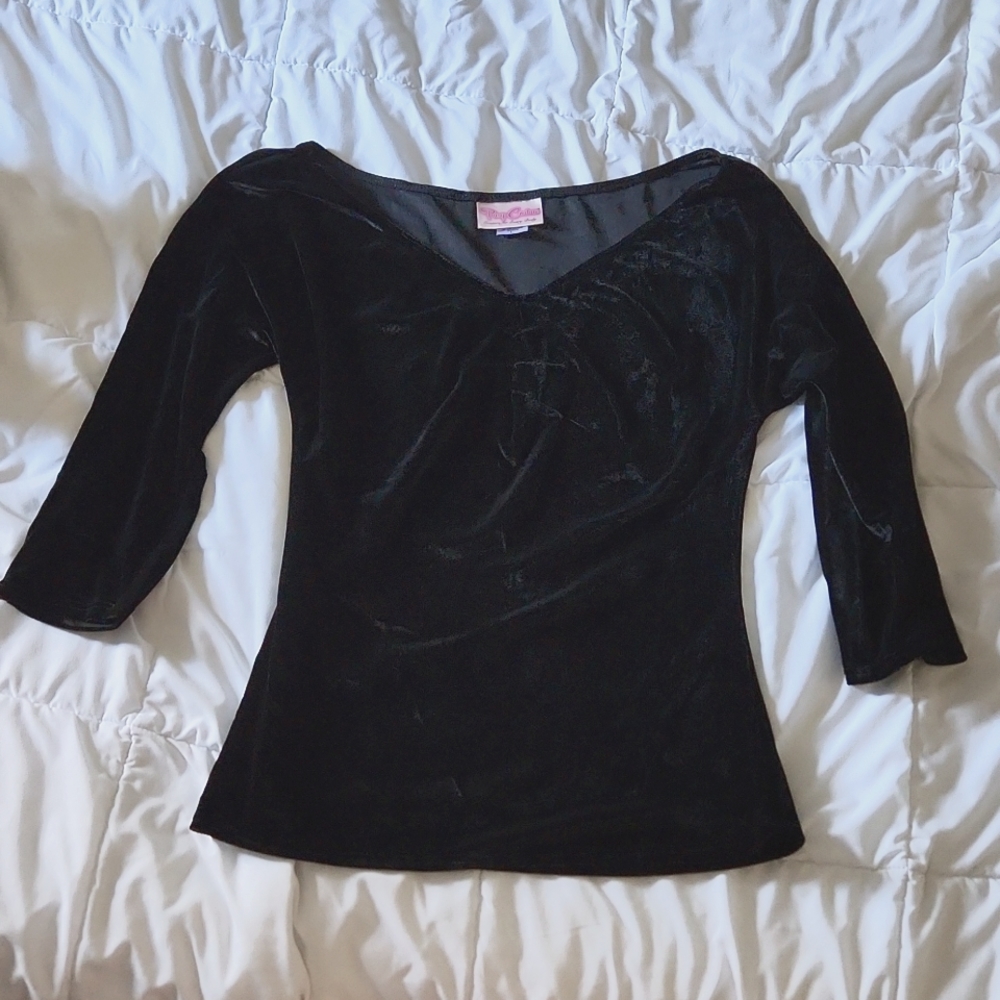Pinup Couture L black Velvet Top